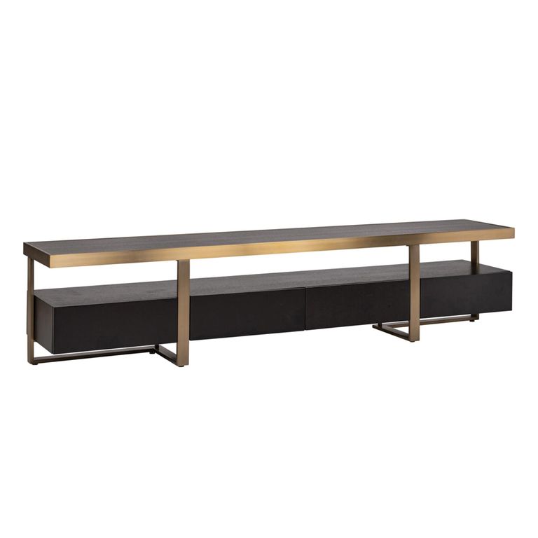 Alexander Jones TV Unit - 3 Drawer - 220cm - Large - Charcoal and Brass
