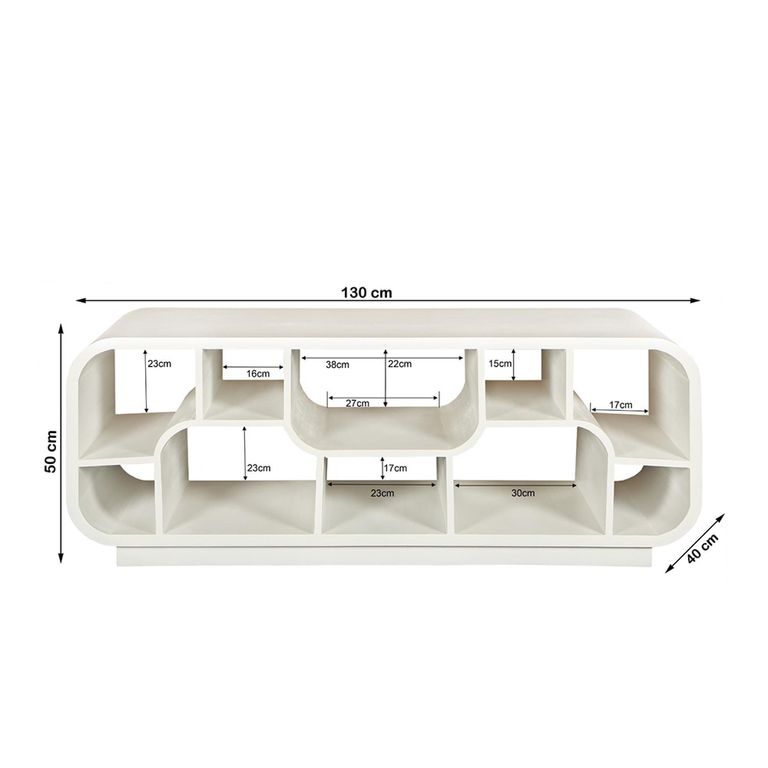 Brix Morgan TV Unit - 130cm - Small - Off White - Mango Wood