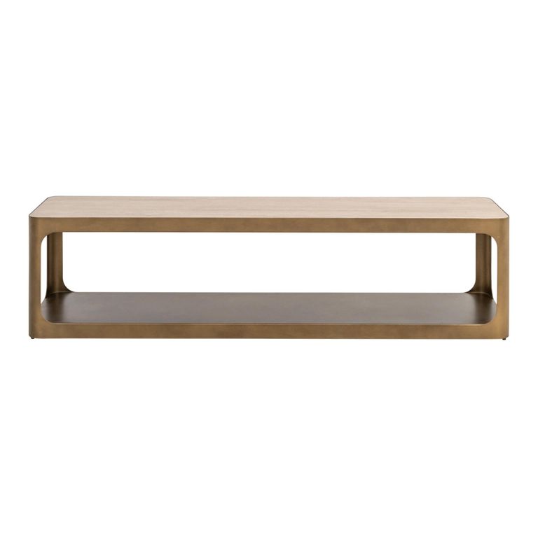 Claridge TV Unit - 160cm - Medium - Beige - Brushed Gold - Ceramic Top