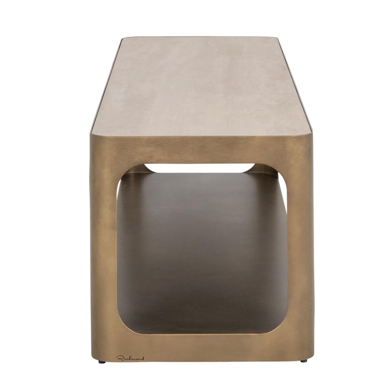 Claridge TV Unit - 160cm - Medium - Beige - Brushed Gold - Ceramic Top