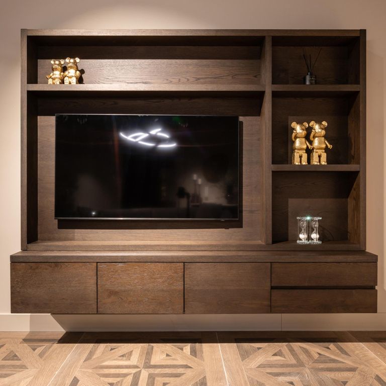 Lachance Floating TV Media Wall Cabinet - 3 Door - 220cm - Large - Wall Mounted - Brown - Oak