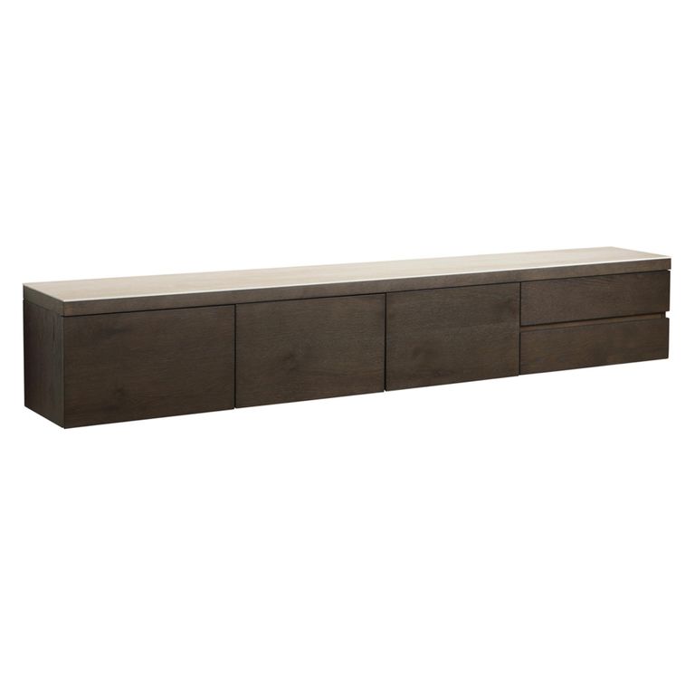 Lachance Floating TV Cabinet - 3 Door - 220cm - Large - Wall Mounted - Brown - Oak