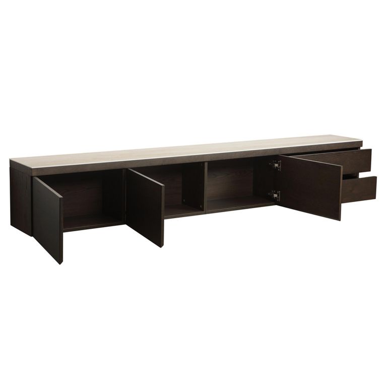 Lachance Floating TV Cabinet - 3 Door - 220cm - Large - Wall Mounted - Brown - Oak