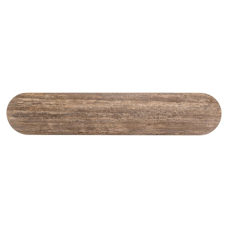 Russo Curved Fluted TV Cabinet - 4 Door - 200cm - Large - Ash Brown - Travertine Top