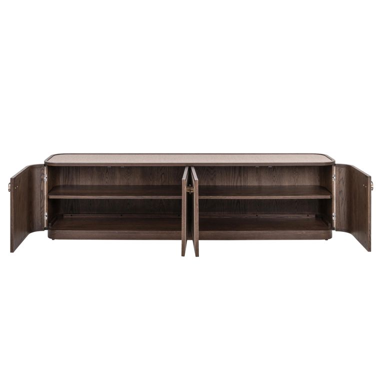 Willox Curved TV Cabinet - 4 Door - 190cm - Beige and Brown - Oak