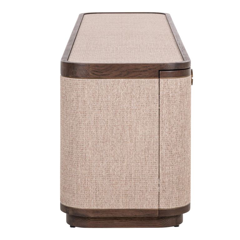 Willox Curved TV Cabinet - 4 Door - 190cm - Beige and Brown - Oak