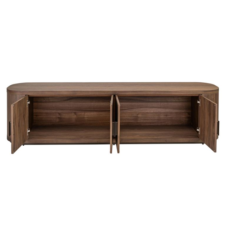 Windsor Curved TV Cabinet - 4 Door - 200cm - Large - Walnut