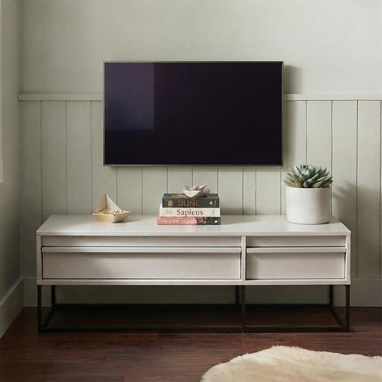 Albion Small TV Unit - 2 Drawer - Stone Grey and Black