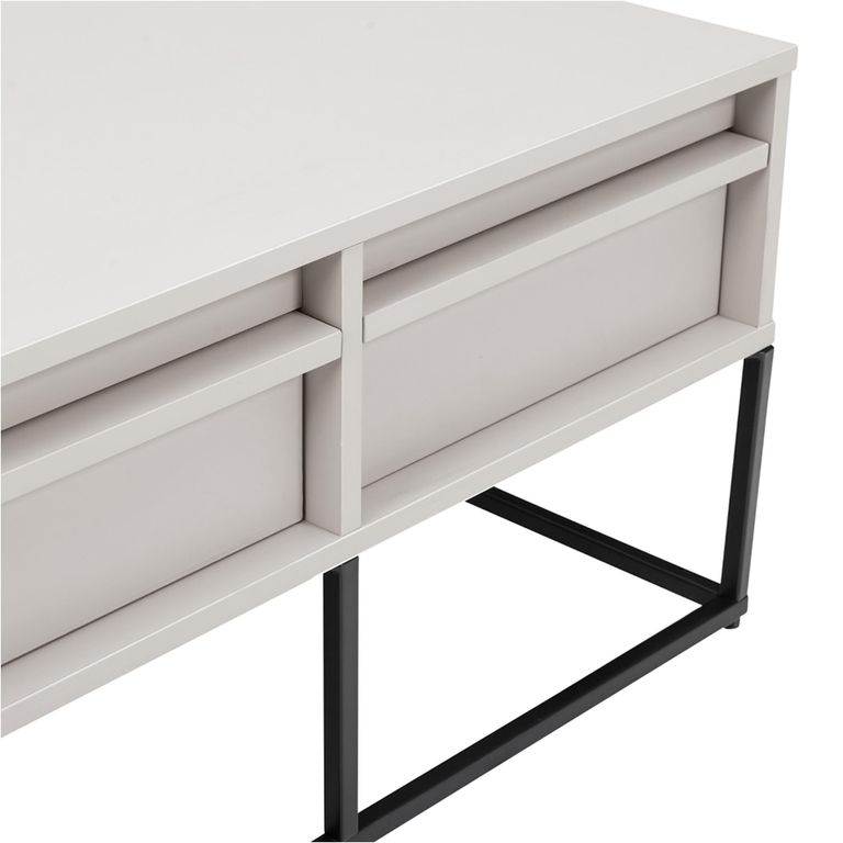 Albion Small TV Unit - 2 Drawer - Stone Grey and Black