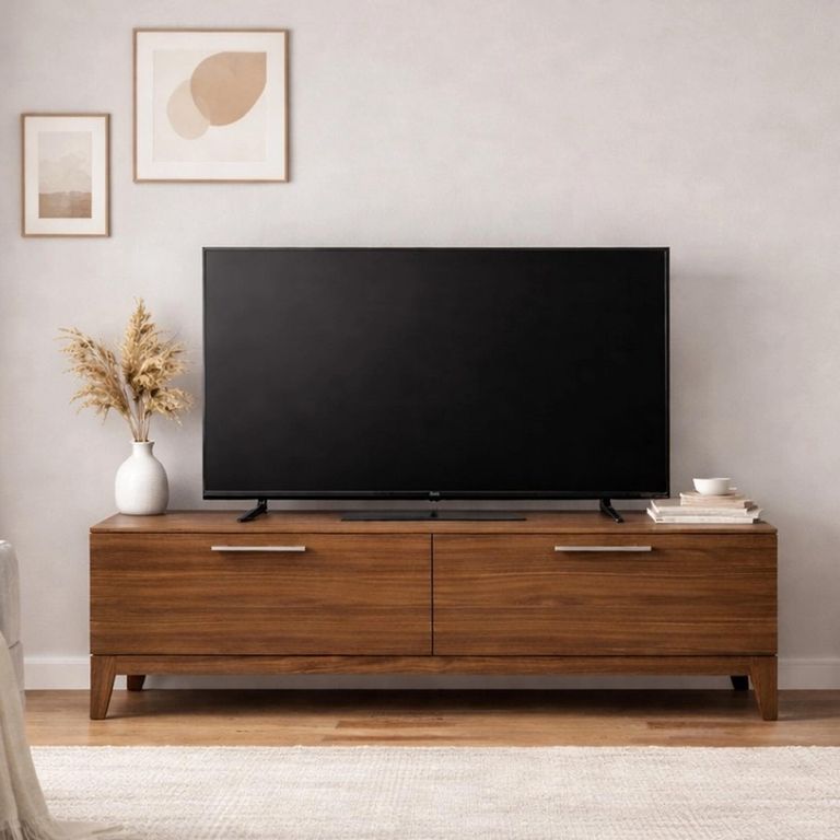 Peony TV Unit - 2 Drawer - Compact - Walnut - Wood