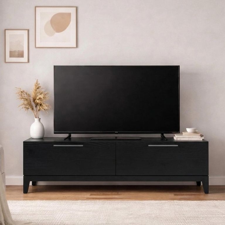 Peony TV Unit - 2 Drawer - Compact - Wenge Black - Wood
