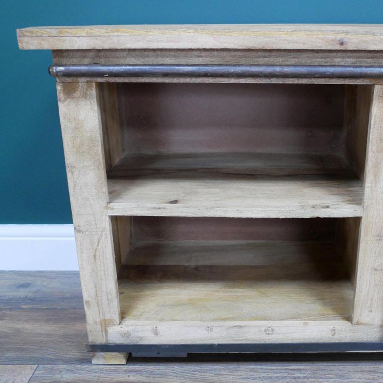 Jupiter Industrial TV Cabinet - 1 Sliding Door - 110cm - Compact - Mango Wood