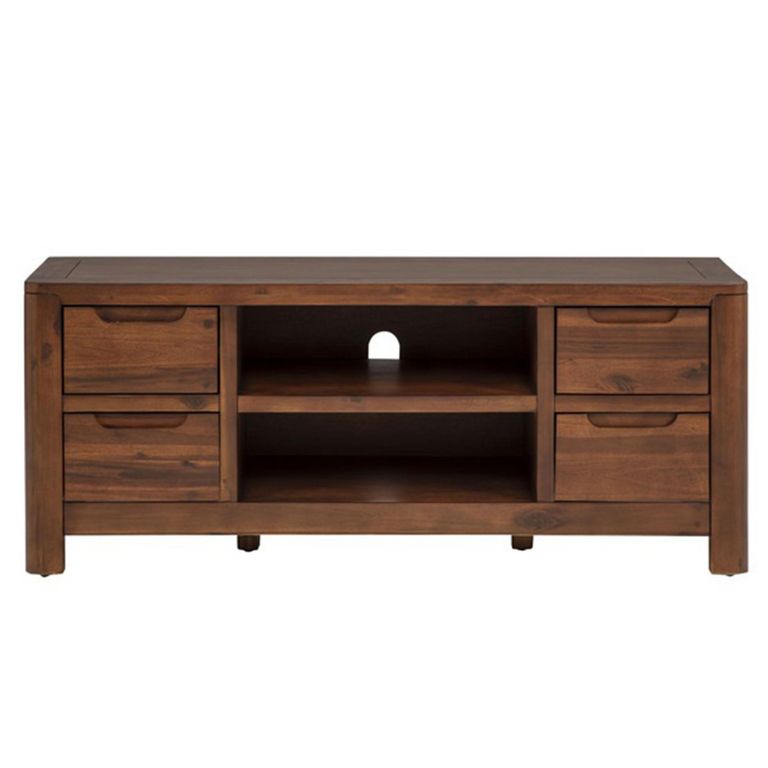 New Monterey Straight TV Unit - 4 Drawer - 135cm - Walnut - Acacia Wood