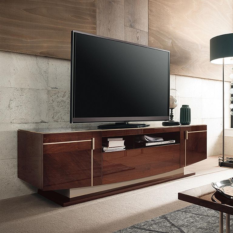 Bellagio TV Unit - 2 Door - 1 Drawer - Extra Large - High Gloss Walnut - Wooden