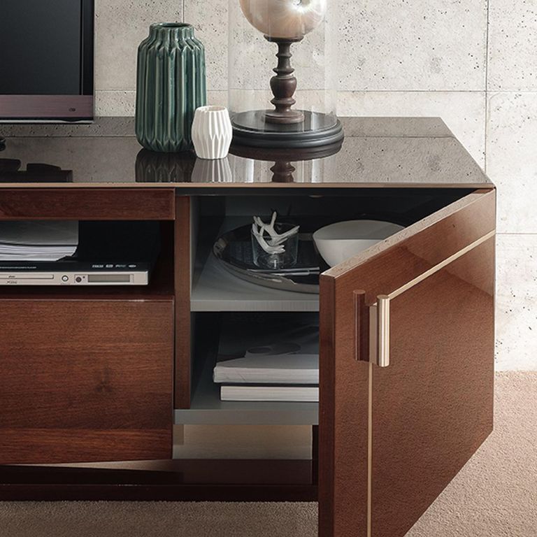 Bellagio TV Unit - 2 Door - 1 Drawer - Extra Large - High Gloss Walnut - Wooden