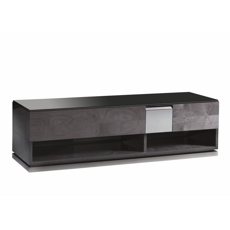 Heritage TV Unit - 2 Drawer - Large - Glass Top - Dark Velvet Birch High Gloss