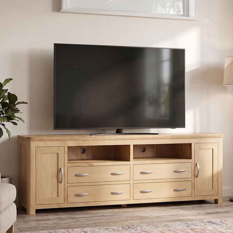 Treviso Oak TV Unit - 2 Door - 220cm - Large