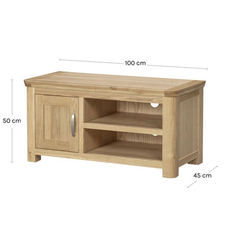 Treviso Oak Standard TV Unit - 1 Door - 100cm - Compact