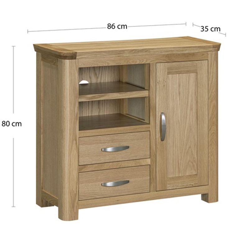 Treviso Oak TV Unit - 1 Door - 86cm - Compact