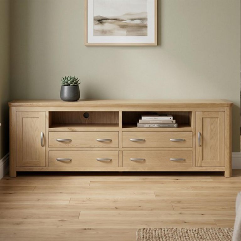 Treviso Oak TV Unit - 2 Door - 220cm - Large