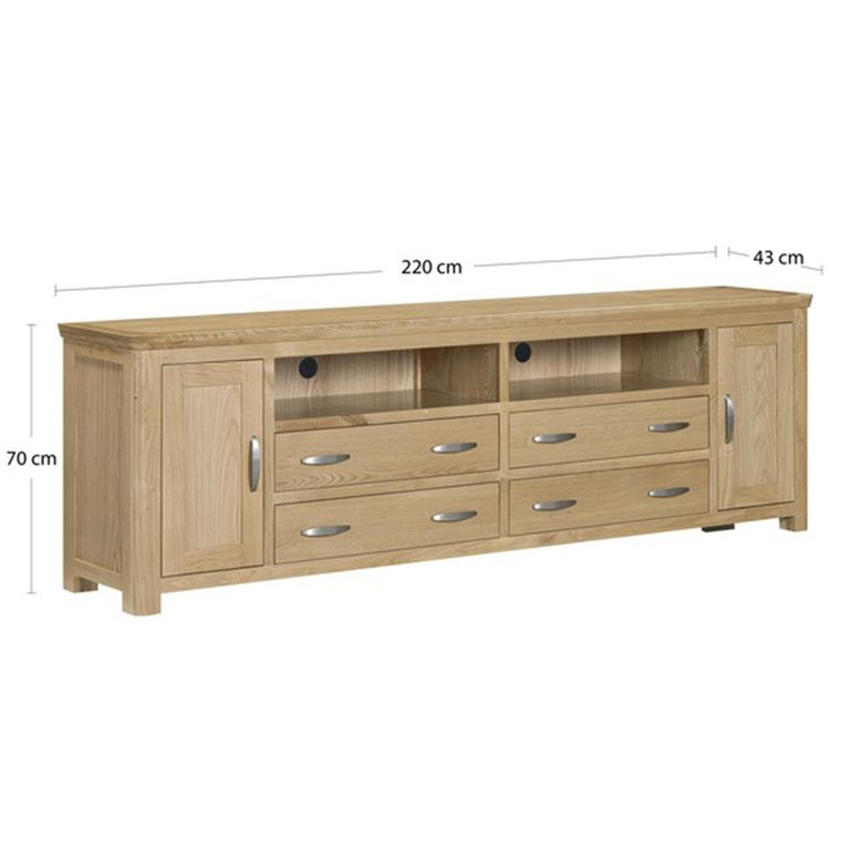 Treviso Oak TV Unit - 2 Door - 220cm - Large