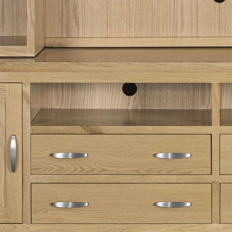 Treviso Oak TV Unit with Bookcase - 2 Door - 220cm - Large