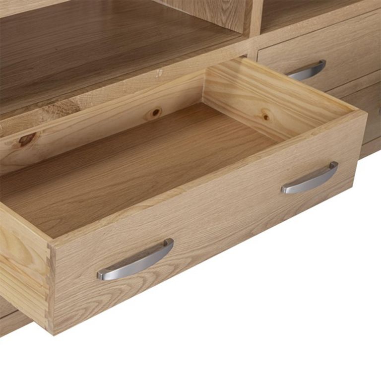 Treviso Oak TV Unit with Bookcase - 2 Door - 220cm - Large