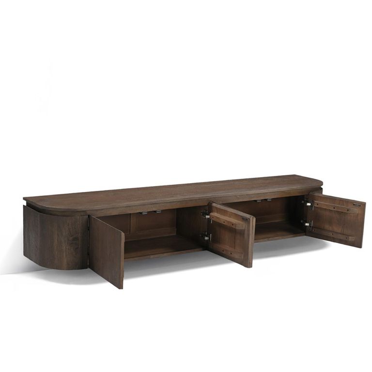 Elvano Curved Floating TV Unit - 4 Door - 180cm - Medium - Wall Mounted - Malta - Mango Wood