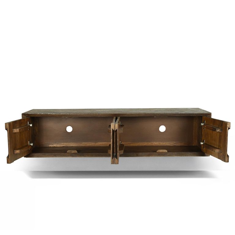 Cortez Floating TV Unit - 4 Door - 140cm - Medium - Wall Mounted - Malta - Mango Wood