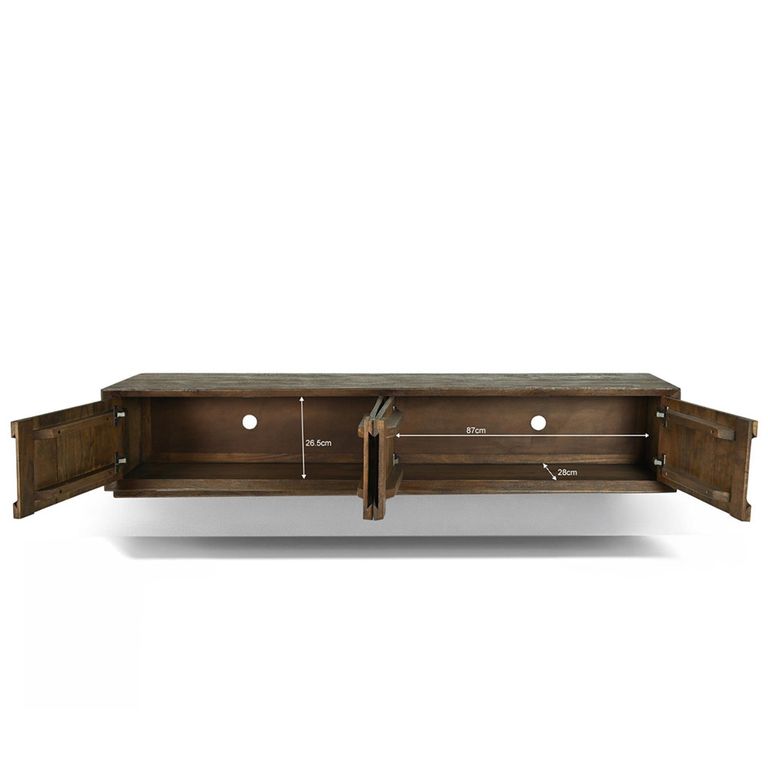 Cortez Floating TV Unit - 4 Door - 180cm - Medium - Wall Mounted - Malta - Mango Wood