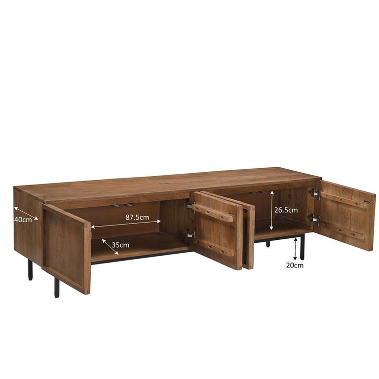Elan TV Unit - 4 Door - 180cm - Medium - Natural - Mango Wood