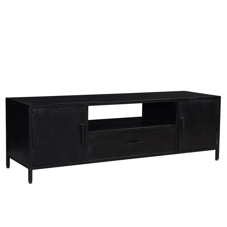 Kala TV Unit - 2 Door - 1 Drawer - 180cm - Medium - Black - Mango Wood