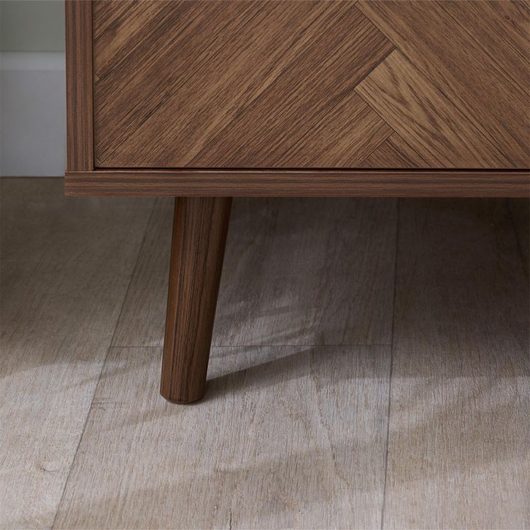 Herringford TV Unit - 1 Door - 100cm - Chevron - Compact - Walnut