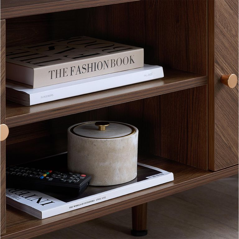 Herringford TV Unit - 2 Door - 140cm - Chevron - Medium - Walnut
