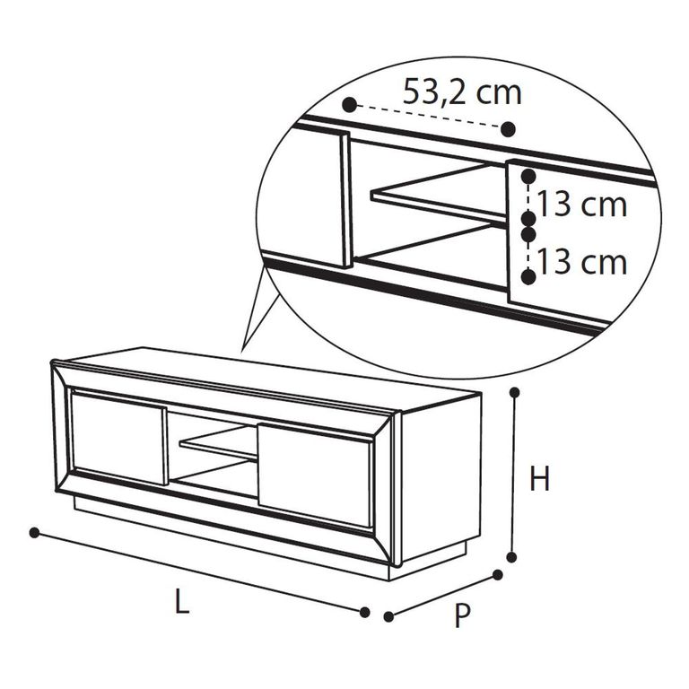 Dama Italian White TV Unit - Extra Large - Chrome Trim