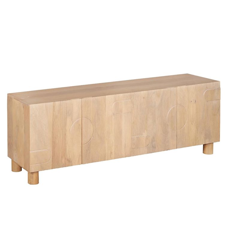 Austin TV Cabinet - 4 Door - 170cm - Large - Fluted - Natural - Mango Wood