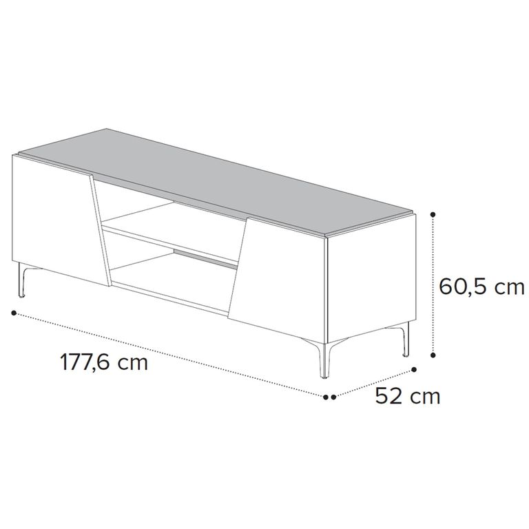 Fidia Italian Fluted TV Unit - 2 Door - Large - Emperador Taupe - Marquinia Marble Effect