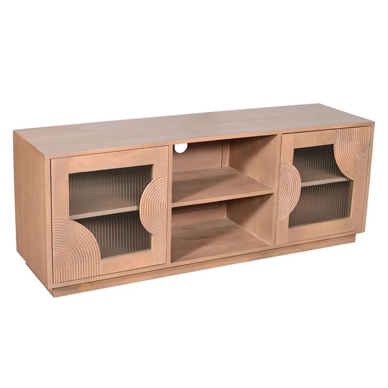 Indus TV Cabinet - 2 Door - 145cm - Medium - Pale Taupe - Mango Wood