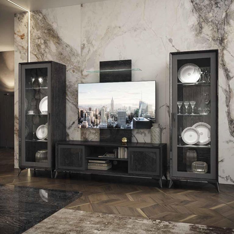 Krystal Italian TV Unit - 2 Door - Large - Medblue Birch Gloss