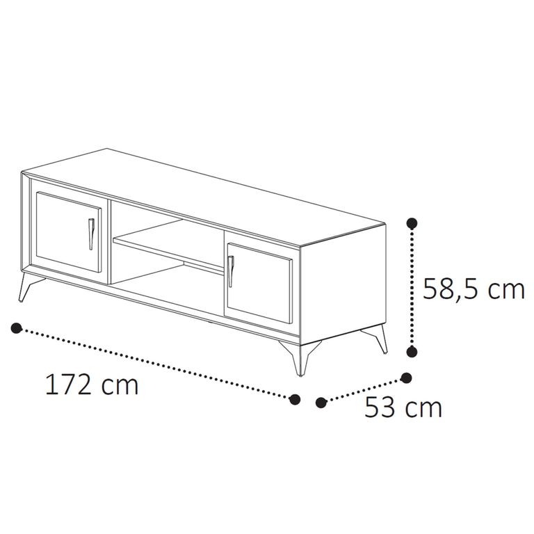 Krystal Italian TV Unit - 2 Door - Large - Medblue Birch Gloss