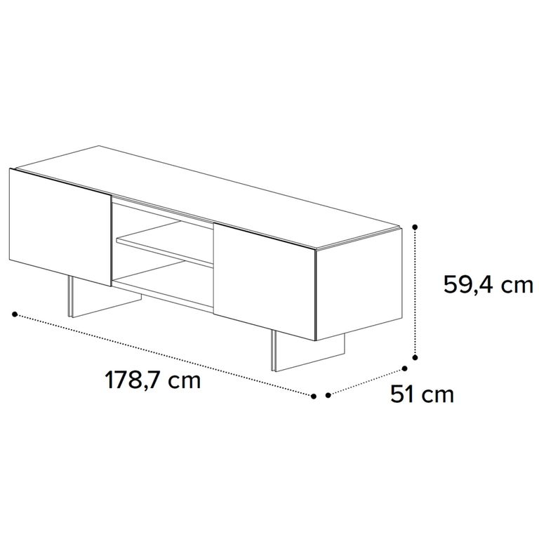 Zenith Italian TV Unit - 2 Door - Urban Velvet and Calacatta Gold - Ceramic