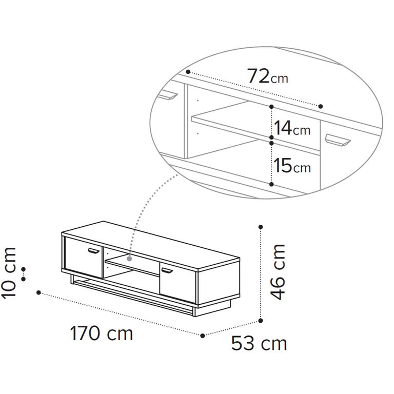 Volare Italian TV Unit - 2 Door - Venetian Grey