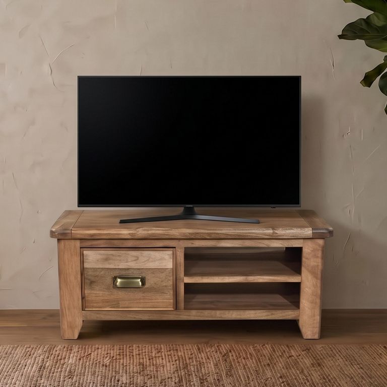 Dorset TV Unit - 1 Drawer - 95cm - Compact - Rustic - Mango Wood
