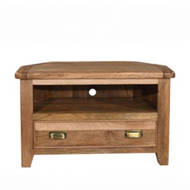 Dorset Corner TV Unit - 1 Drawer - 100cm - Compact - Rustic - Mango Wood