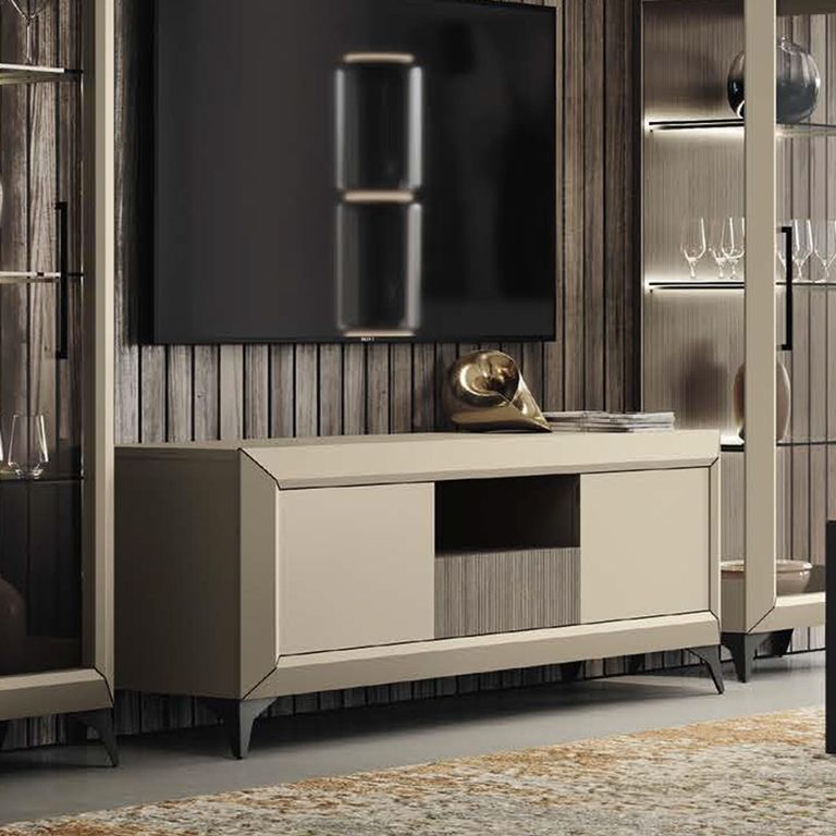 Prestige Italian TV Unit - 2 Door 1 Drawer - Urban Velvet and Rich Tobacco