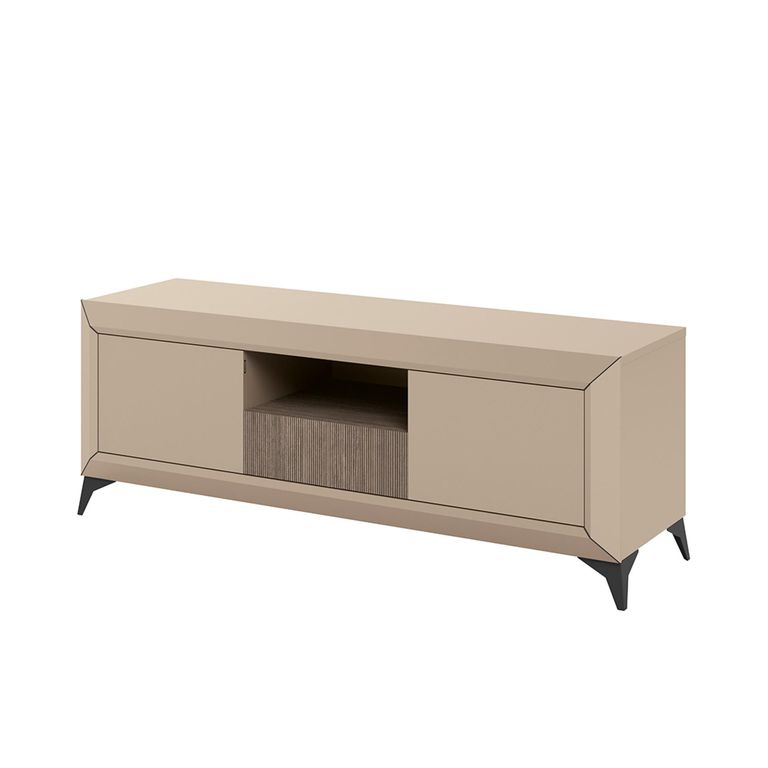 Prestige Italian TV Unit - 2 Door 1 Drawer - Urban Velvet and Rich Tobacco