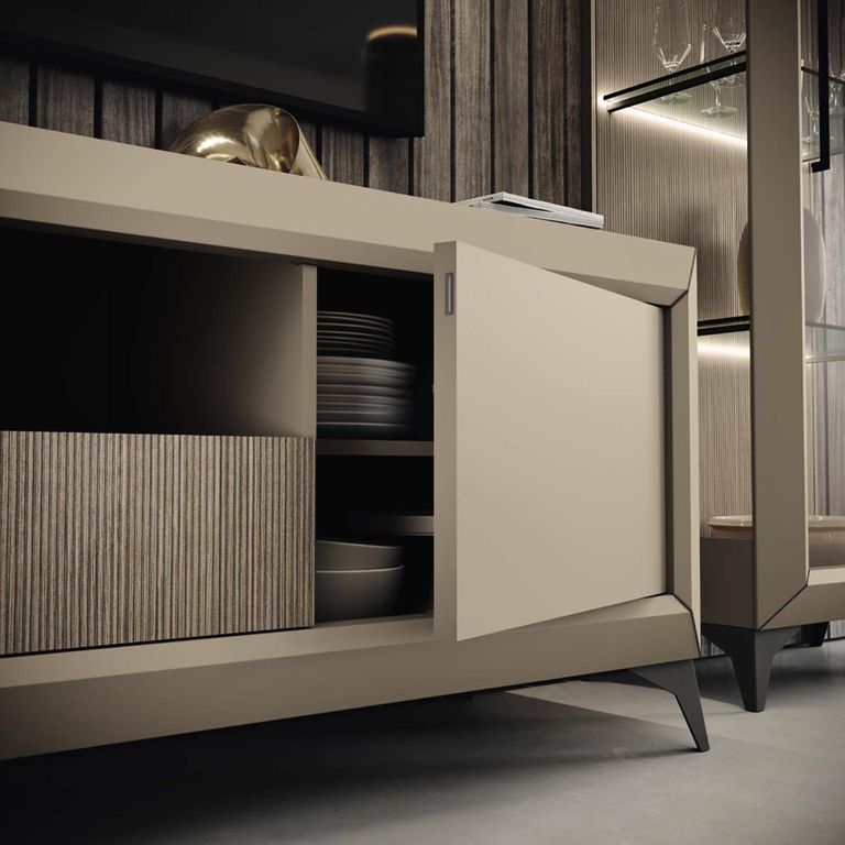 Prestige Italian TV Unit - Maxi - 2 Door 1 Drawer - Urban Velvet and Rich Tobacco