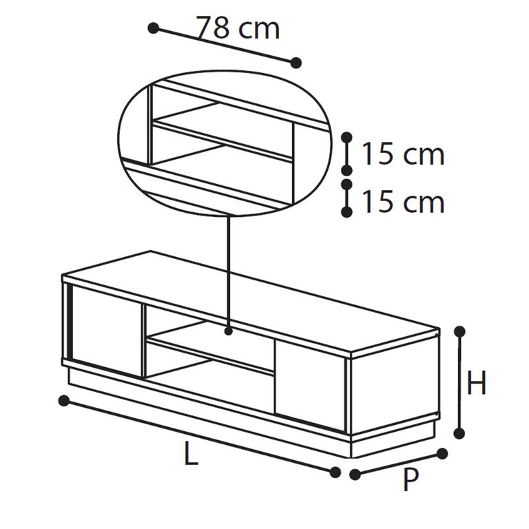 Platinum Italian TV Unit - 2 Door - Silver Birch