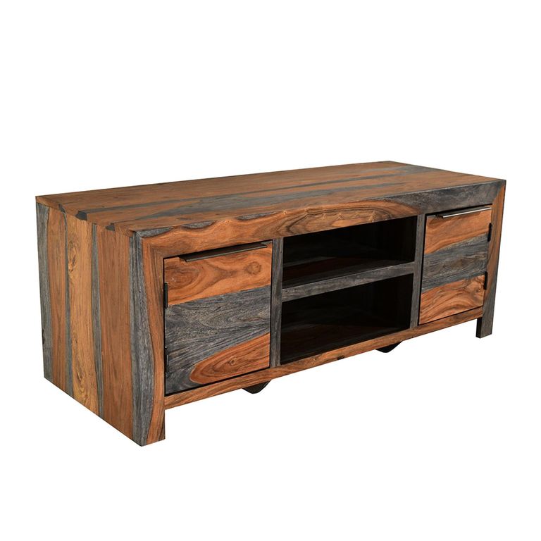 Cube Goa Petite TV Unit - 2 Door - 112cm - Compact - Rustic Sheesham