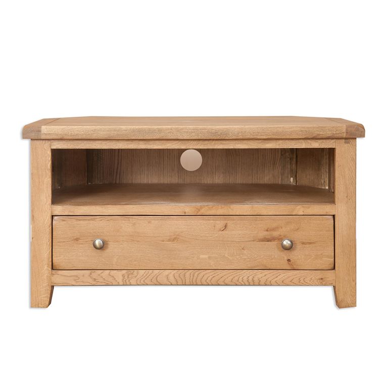 Melbourne Country Oak Corner TV Unit - 1 Drawer - 102cm - Compact - Rustic